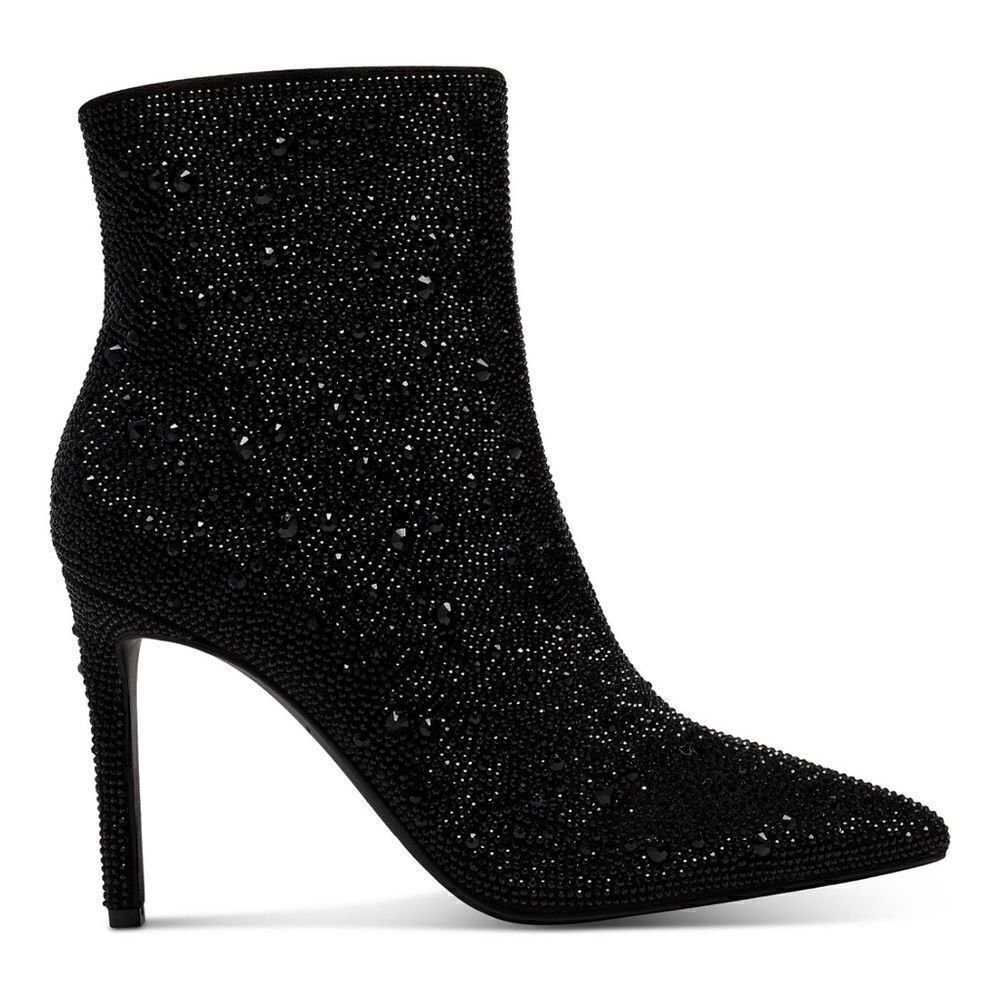 Black rhinestone booties